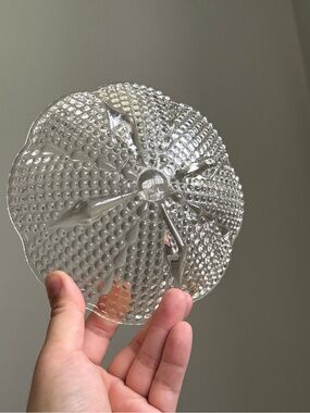 c1950s Hazel-Atlas Hobnail Teardrop Glass Footed Candy Trinket Catch-All Dish